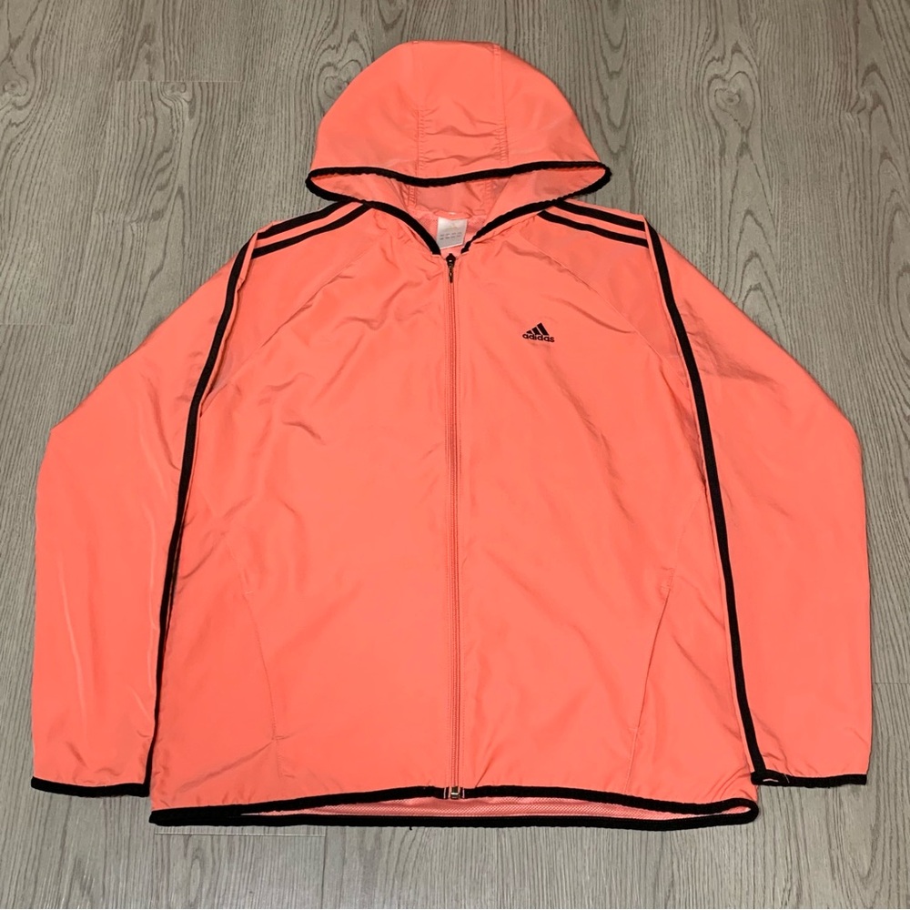 Vintage Y2K 2000s Adidas Pink‎ 3 Stripes Zip Hooded Track Jacket Womens Large